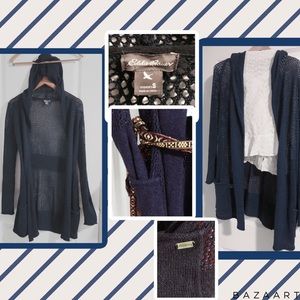 Eddie Bauer Cardigan twin pocket mesh hooded